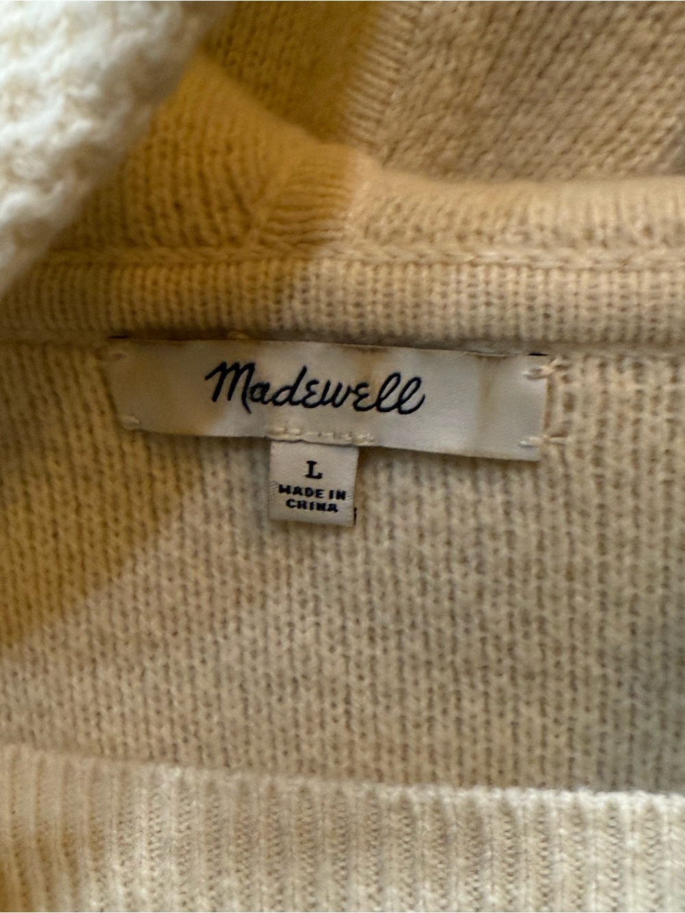 Madewell Jameson 100% Merino Wool Lace Up Waffle Knit Sweater Hoodie Cream - Picture 7 of 9